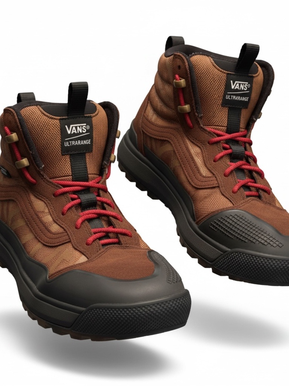 Vans UltraRange Chukka Boots in Brown with Red Laces